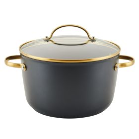 Forged Induction Ceramic Nonstick Stockpot with Lid, 6 Quart, Black