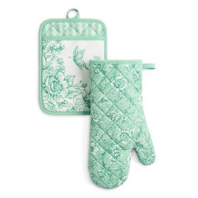 Agatha 2-Piece Oven Mitt Pot Holder Set, Green