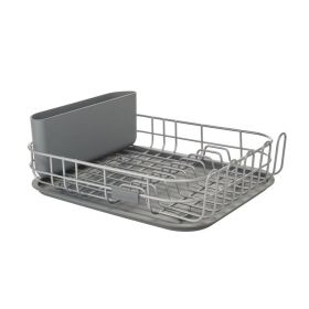 Low Profile Metal Stacking Dish Drying Rack, Charcoal Gray