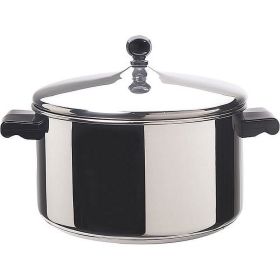 Classic Series 6 Quart Stainless Steel Stockpot with Lid, Induction Compatible, Metal Utensil and Dishwasher Safe, Stainless Steel