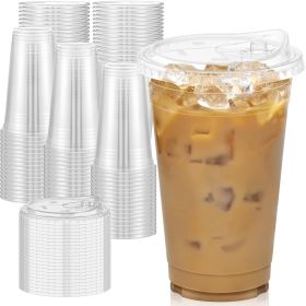 00 Pack - 20 oz Clear Plastic Cups with Lids, Sturdy & Food Safe Iced Coffee Cups with lids, Disposable Plastic Smoothie Cups for Cold Drinks