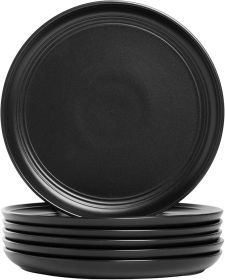 Double Line 8.25" Salad Plate, Set of 6, Matte Black