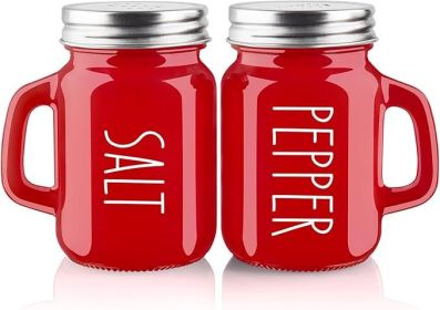 Red Salt and Pepper Shakers Set, ZOSUJO 4 oz Cute Modern Glass Christmas Red Shaker Sets with Stainless Steel Lids
