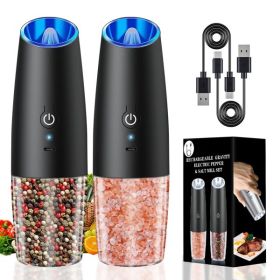 Electric Salt and Pepper Grinder Set, Rechargeable Salt Pepper Mills with Adjustable Coarseness And LED Light