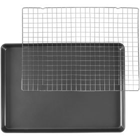 Premium Bakeware Set Non-Stick Mega Cookie Sheet 21x15 Cooling Rack for Cooking Baking Rectangular Shape, Packaging May Vary