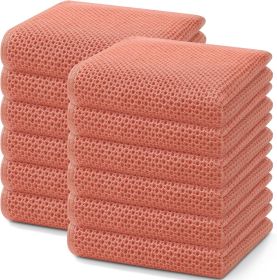100% Cotton Waffle Weave Kitchen Dish Towels (Color: Coral)